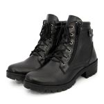 Coturno Feminino Preto Sintético com Zíper Lateral Cadarço Preto 