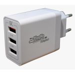 CARREGADOR UNIVERSAL PAREDE C/02 SAIDAS USB 2.4A / 01 SAIDA USB QC 3.0