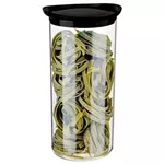 POTES VIDRO SLIM COM TAMPA PALSTICA PRETO C/3 PCS 
