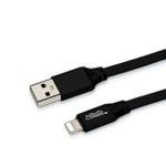 CABO USB TIPO LIGHTNING 1M FLAT TRANCADO PRETO