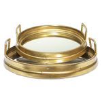 BANDEJA REDONDA METAL DOURADA CONJUNTO 2 PEÇAS