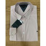 Camisa Social TH - Listras roxo e vermelho
