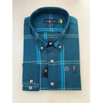 Camisa Social Xadrez RL - Azul com verde
