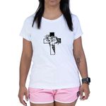 Baby Look Branca Jesus Cristo Crucifixo.