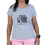 Baby Look Cinza Frases Jesus É O Motivo.