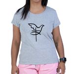 Baby Look Cinza - Crucifixo E Espirito Santo.