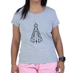Camiseta Baby Look Cinza - Nossa Senhora.