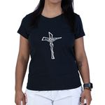 Camisetas Baby Look Preta Crucifixo.
