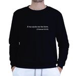 Moletom Gola Careca Preto Unissex - Texto Bíblico.