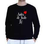 Moletom Gola Careca Preto Unissex - Texto Bíblico.