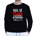 Moletom Gola Careca Preto Unissex - Texto Bíblico.