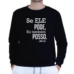 Moletom Gola Careca Preto Unissex - Texto Bíblico.