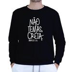 Moletom Gola Careca Preto Unissex - Texto Bíblico.