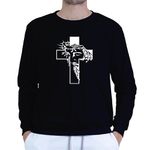 Moletom Gola Careca Preto Unissex - Texto Bíblico.