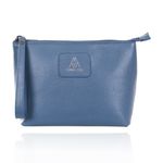 Necessaire Couro Azul Jeans