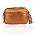 Bolsa Mini Lobby Couro Ocre Metalizado 