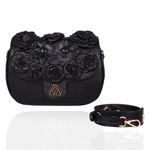 Bolsa Andy Couro Preto Flowers