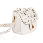 Bolsa Andy Couro Off White Flowers 