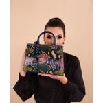 Bolsa Audrey Couro Marinho c/ Snake