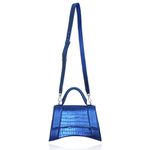 Bolsa Alice Couro Azul Royal Metalizado