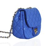 Bolsa Marilyn Petit Couro Azul Royal Paetê 