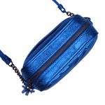 Bolsa Mini Lobby Couro Azul Royal Metalizado