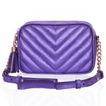 Bolsa Mini Lobby Couro Violeta Metalizado