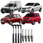 Kit Cabos e Velas Ignição Fiorino Uno Grand Siena Palio Punto Strada 500 1.4 8v Evo Flex NGK SCT64 ZKR8B10