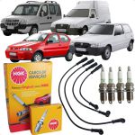 Jogo Cabos E Velas Doblo Fiorino Idea Palio Punto Siena Strada Uno 1.0 1.3 1.4 8v Fire Flex Ngk SCT09 BKR6ED