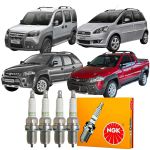 Jogo Vela Doblo Palio Weekend Strada Idea Grand Siena Punto Bravo 1.6 1.8 16v E-Torq Flex 2011 A 2014 NGK BKR7E