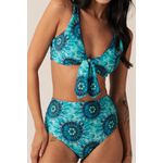 TOP SURF AMARRADO NÓ ISLAND E CALCINHA HOT PANTS DUPLA FACE ISLAND