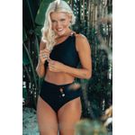 TOP IPANEMA CANELADO BLACK E CALCINHA IPANEMA CANELADO BLACK