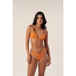 TOP TRIÂNGULO FIXO MIÇANGAS TEXTURA APRICOT E CALCINHA ASA DELTA TEXTURA APRICOT