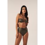 TOP TOMARA QUE CAIA FIVELA BAMBU CIRRÊ BOTÂNIC E CALCINHA HOT PANTS DRAPEADA FIVELA BAMBU CIRRÊ BOTÂNIC