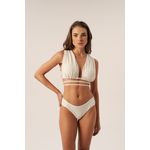 TOP FRENTE ÚNICA DRAPEADO COSTAS TRANÇADA TEXTURA OFF WHITE E CALCINHA BORBOLETA TEXTURA OFF WHITE