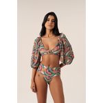 TOP MANGA BUFANTE FIVELA SISAL MANDALAS E CALCINHA CÓS LARGO DUPLA FACE MANDALAS 