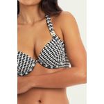 TOP MYKONOS JACKARD PRETO/BRANCO E CALCINHA CARAIVA JACKARD PRETO/BRANCO