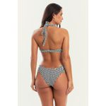 TOP MYKONOS JACKARD PRETO/BRANCO E CALCINHA CARAIVA JACKARD PRETO/BRANCO