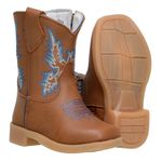 Bota Texana Infantil Solado Borracha Azul Bico Quadrado