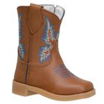 Bota Texana Infantil Solado Borracha Azul Bico Quadrado