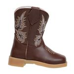 Bota Baby Texana De Couro Bico Quadrado Café-bege