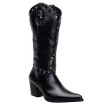 Bota Country Feminina Texana De Bico Fino Couro Cor Preta