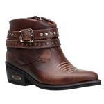 Bota Country Feminina Com Fivelas Em Couro Cano Curto