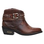 Bota Country Feminina Com Fivelas Em Couro Cano Curto