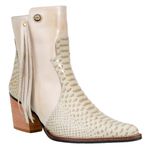 Bota Feminina Country De Cano Curto Couro Snaker Cor Marfim