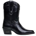 Bota Feminina Country Bico Fino Cano Curto Em Couro Nobre Napa Preto