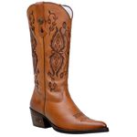 Bota Feminina Texana Bico Fino Cor Castor Em Couro Nobre Bordado Café