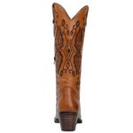 Bota Feminina Texana Bico Fino Cor Castor Em Couro Nobre Bordado Café