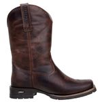 Bota Masculina Texana Em Couro Liso Bico Quadrado 