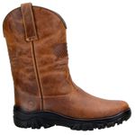 Bota Texana Masculina Solado Street Em Couro Nobre Castor Bordado Bandeira